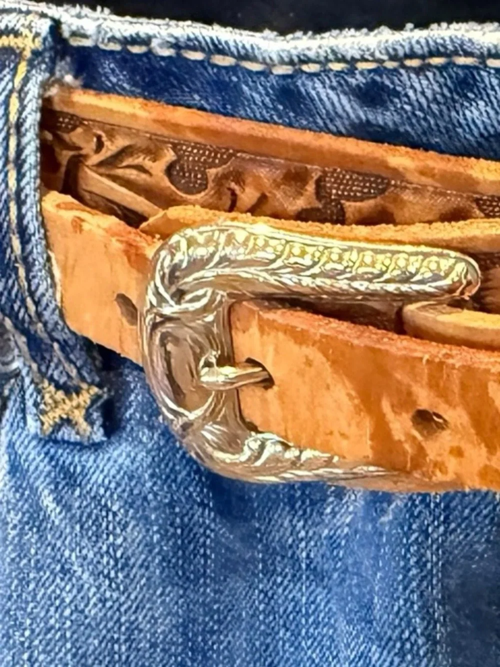 Chambers Vintage Leather Belt Hand Finished Burris Saddlery Silver Buckles 80's